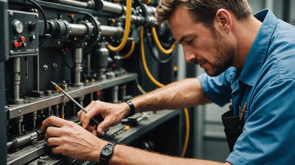 Close-up of a technician conducting machinery maintenance
