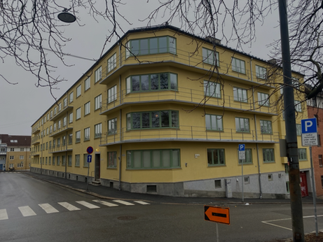 Funkisfasade på Kampen Terrasse