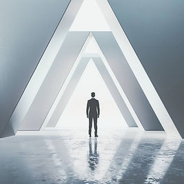 Illustration of a confident leader standing in front of a diverse team, representing the Principles of Adaptive Leadership se