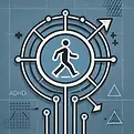 A sleek graphic design icon depicting a person walking forward with directional arrows, representing the importance of seeking an ADHD diagnosis in adulthood to navigate challenges and unlock potential in personal and professional life.