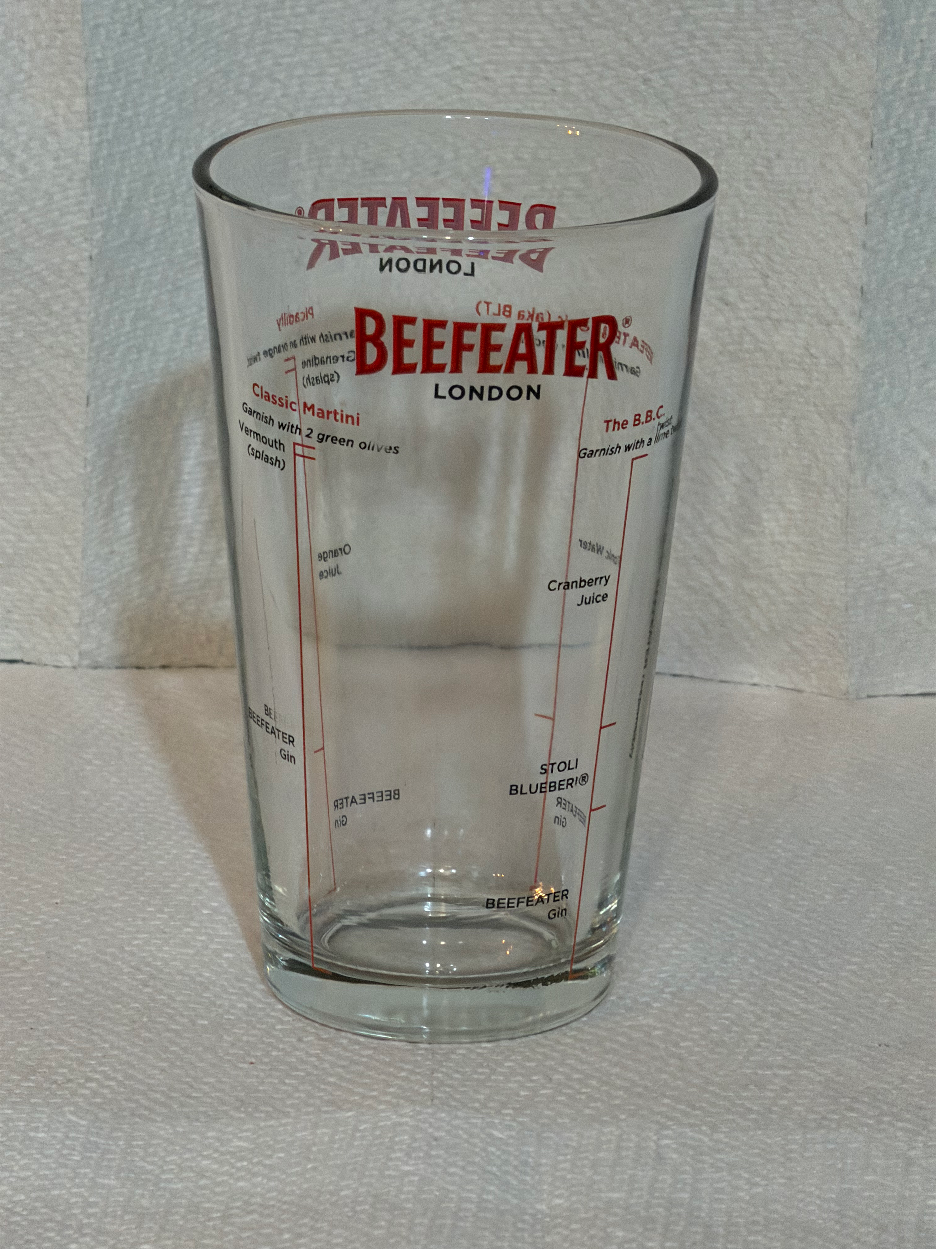 (1) 2008 Beefeater Gin Promotional Recipe Mixing Glass