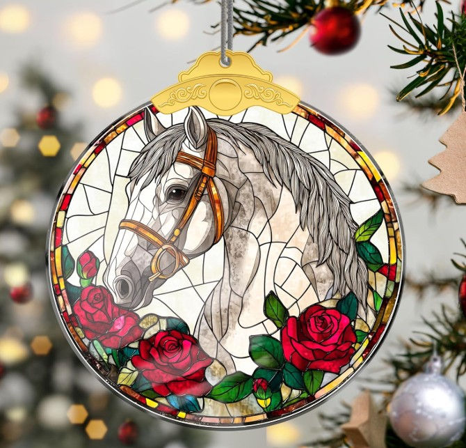 HORSE SUNCATCHER OR ORNAMENT FRONT VIEW WHITE