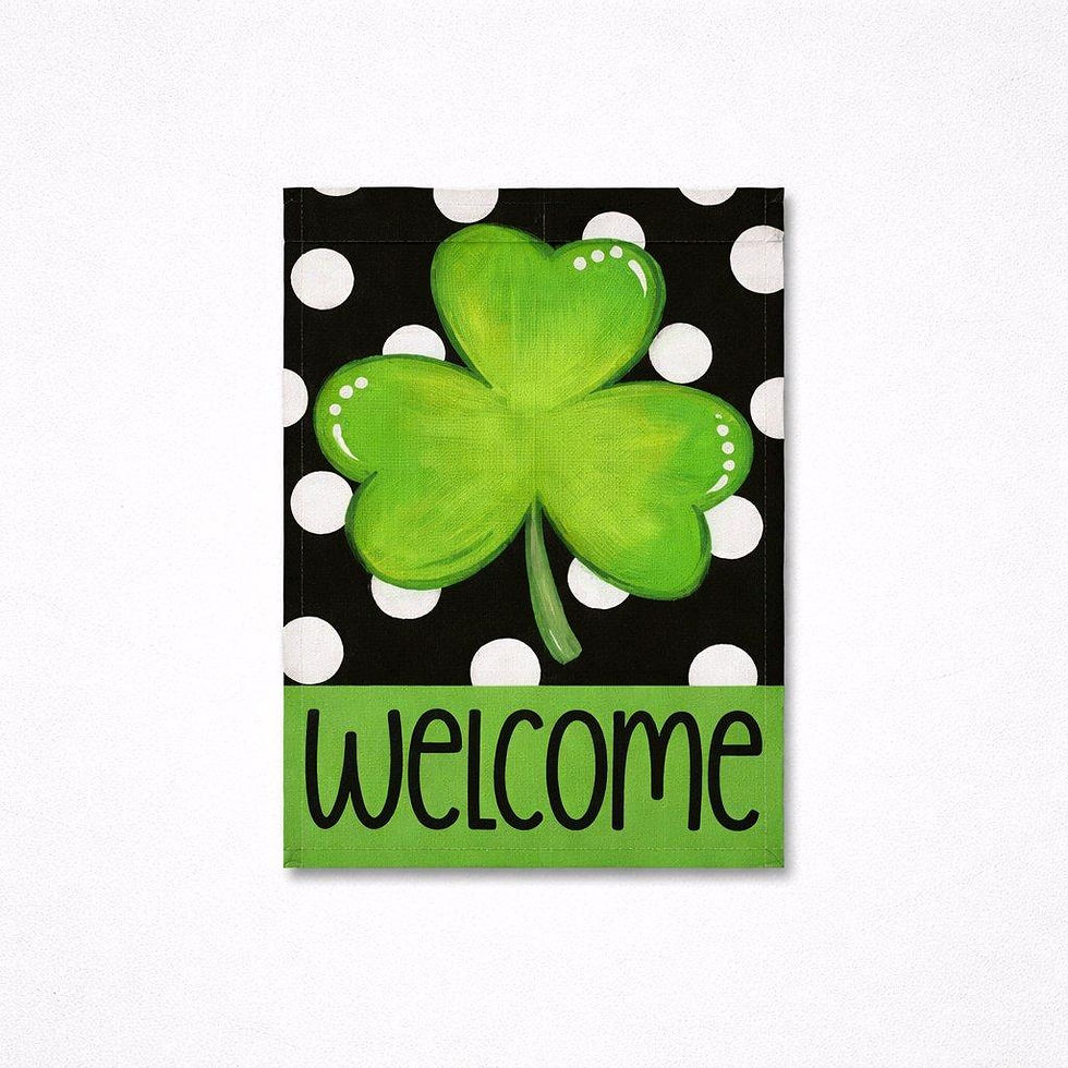 1 CELEBRATE ST PATRICKS DAY CLOVER HOLIDAY WITH OUR GARDEN FLAG FRONT VIEW
