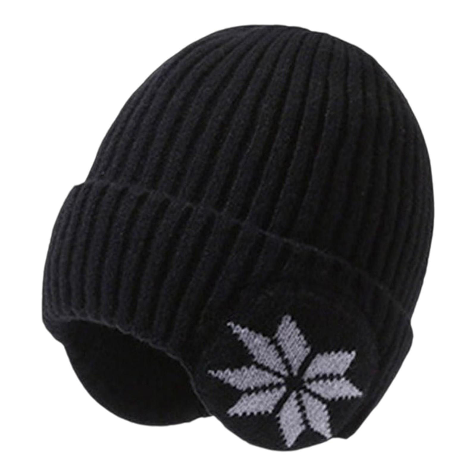 EAR COVERING STOCKING HAT BEANIE BLACK FRONT VIEW