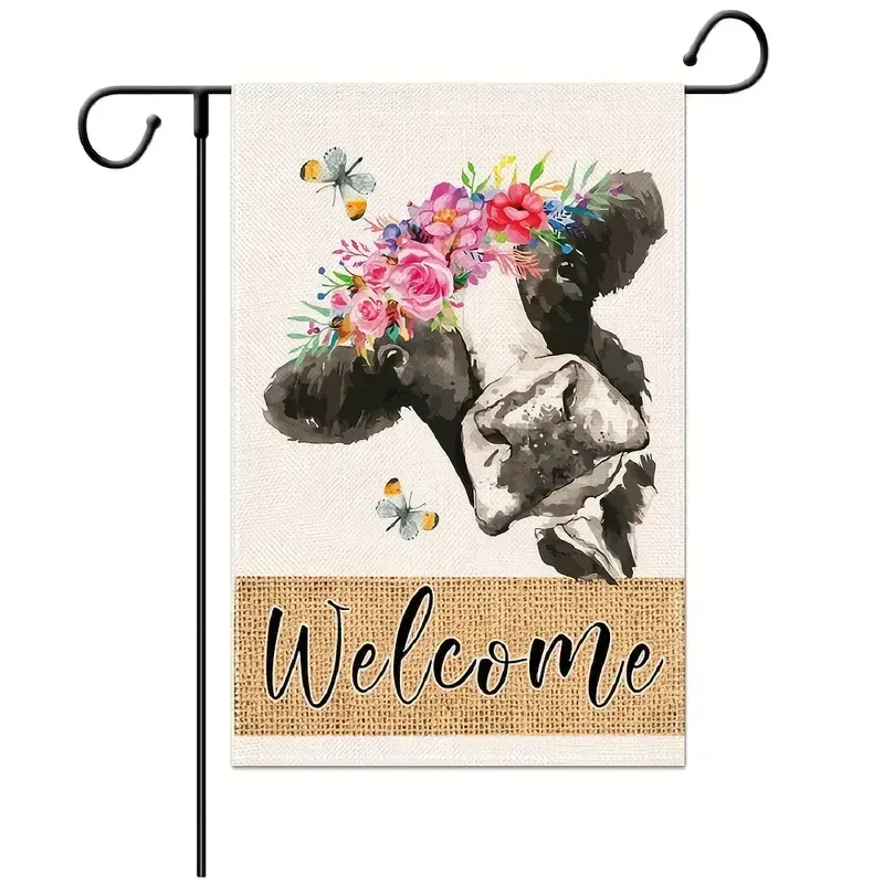 WELCOME FARM COW GARDEN FLAG