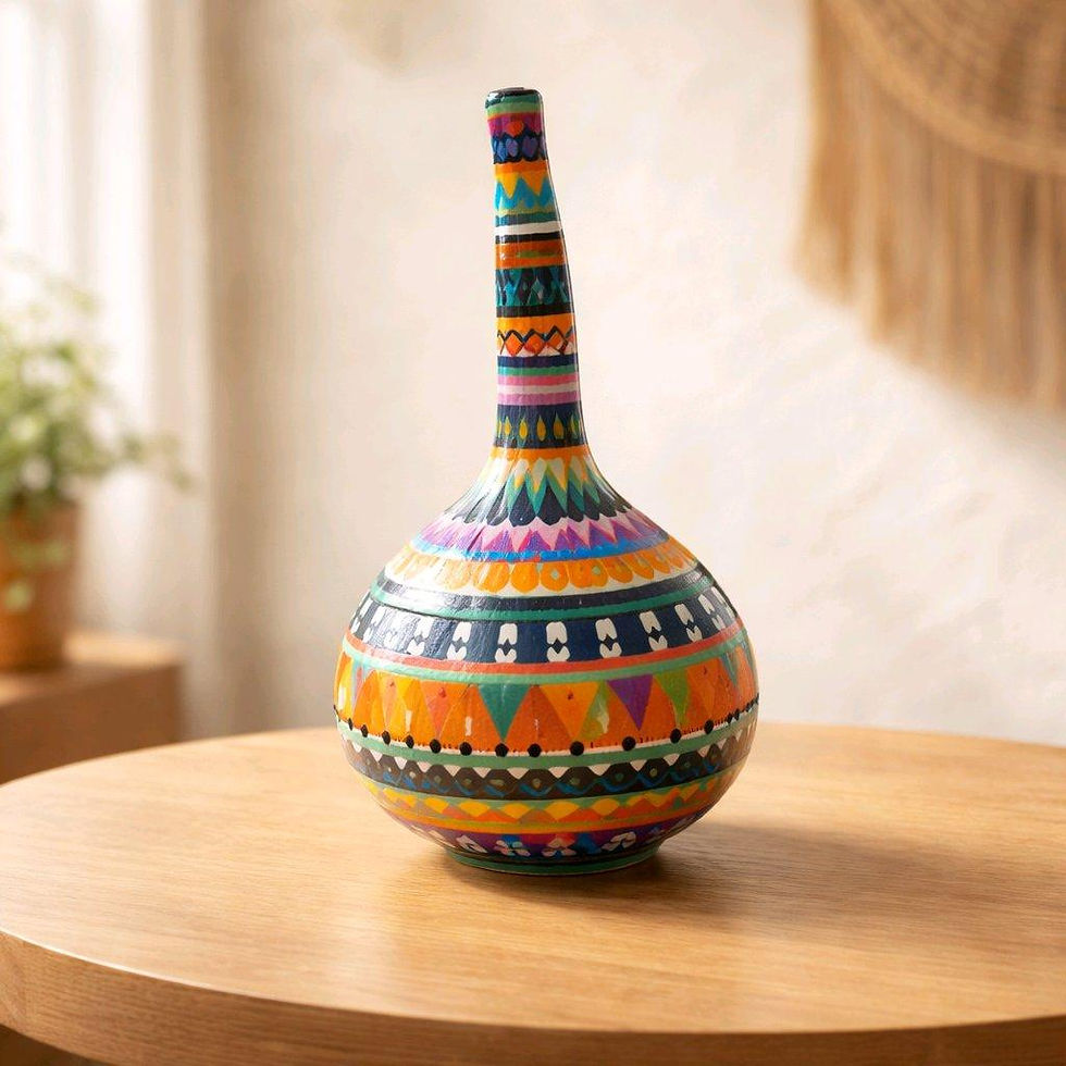 1 DRIED GOURD HIDEAWAY CALABASH ART HAND-PAINTED FRONT VIEW