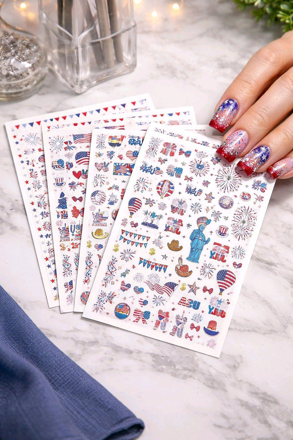 Thumbnail: SEASONAL HOLLIDAY NAIL ART SHEET WITH FREE GIFT AND FREE SHIPPING 4 OF JULY