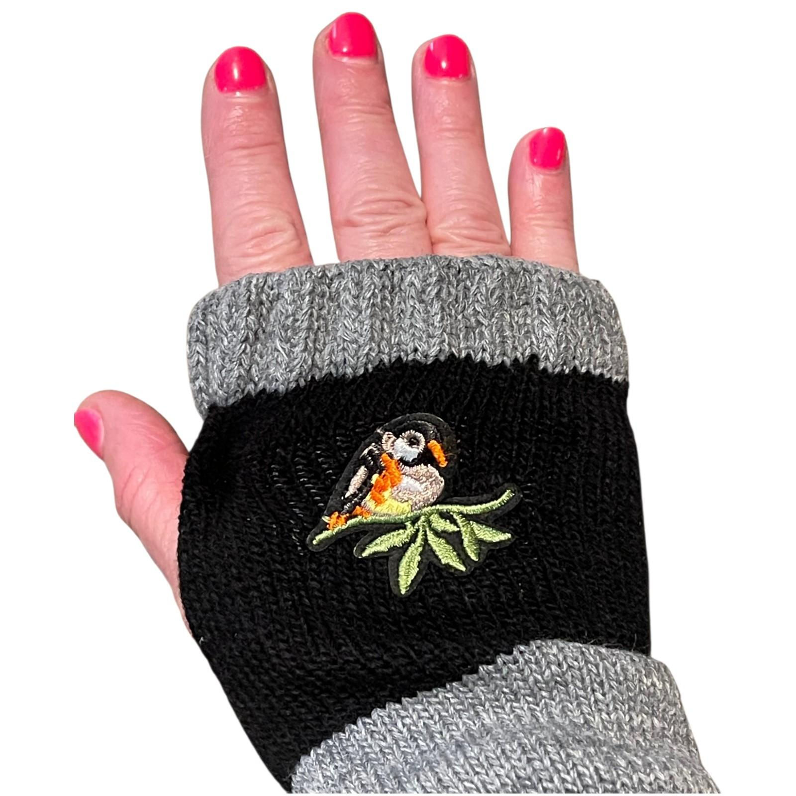 WOMEN'S BIRD FINGERLESS GLOVE THUMB HOLE MITTENS HAND IN GLOVES