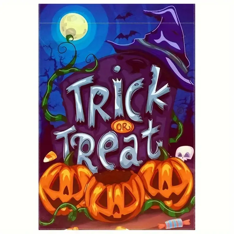 TRICK OR TREAT HALLOWEEN GARDEN FLAG SPOOKY GARDEN FLAG