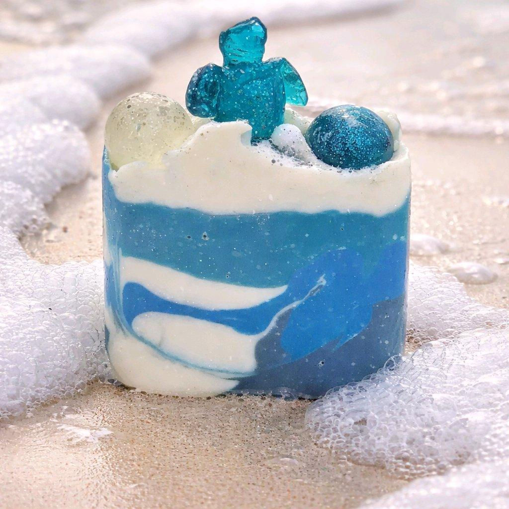 OCEAN SHORE HANDMADE SOAP GREEN APPLE LILY SAVE THE SEA TURTLES BAR 2