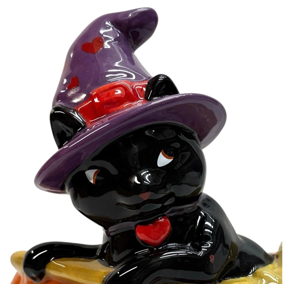 Thumbnail: YANKEE CANDLE BLACK CAT& PUMPKIN CANDLE HOLDER #1760448 UP CLOSE