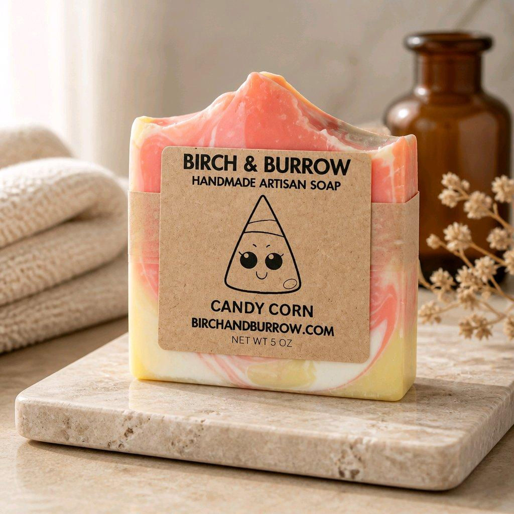 CANDY CORN SCENTED HANDMADE SOAP WITH LABEL