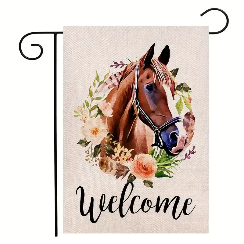 HORSE WELCOME GARDEN FLAG
