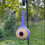 Thumbnail: 1 HANDPAINTED GOURD BIRDHOUSE LONG STEM PURPLE GOURD WITH YELLOW FLOWER FRONT VIEW