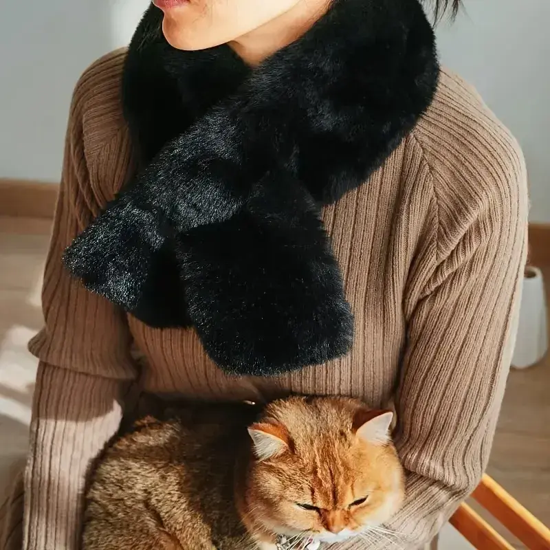 WOMANS WRAP SCARVES FAUX FUR FRONT VIEW