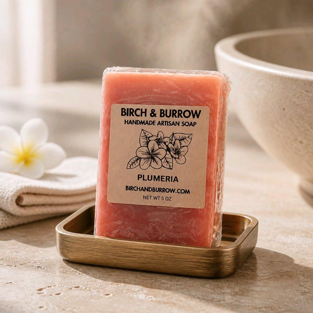 PLUMERIA LILY JASMINE ROSE LILAC HANDMADE SOAP WITH LABEL