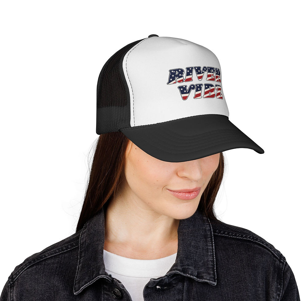 Thumbnail: River Vibe American Flag Retro Mesh Snapback Trucker Hat
