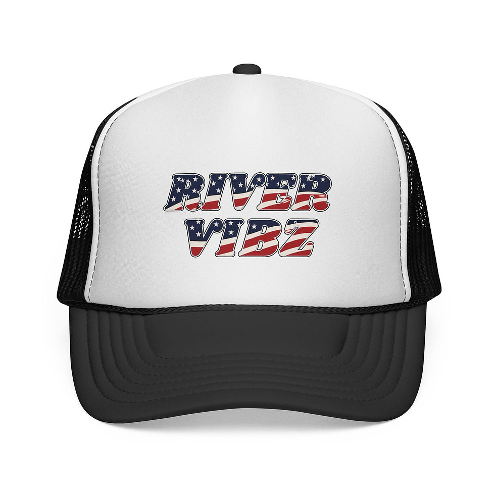 Thumbnail: River Vibe American Flag Retro Mesh Snapback Trucker Hat