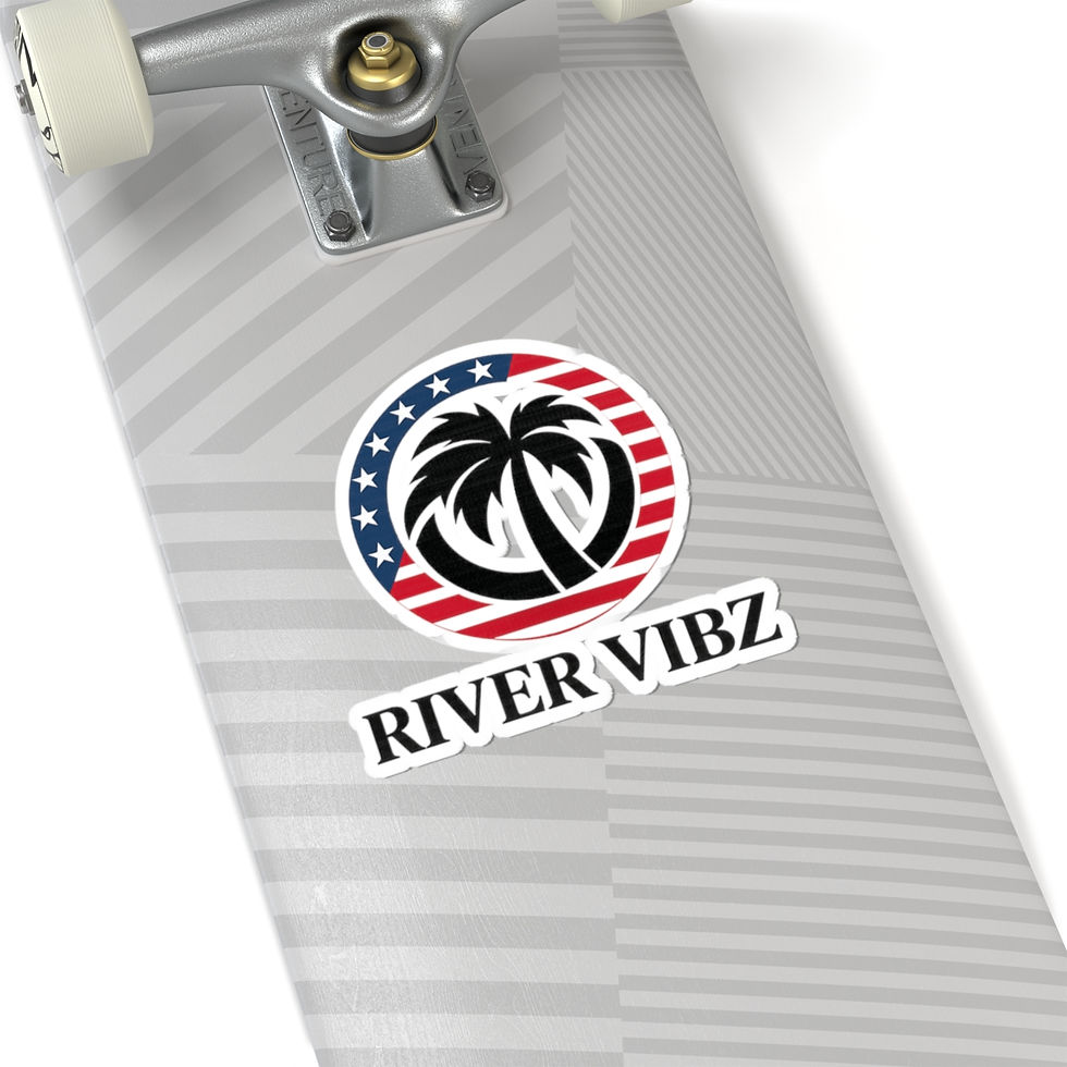 Thumbnail: River Vibz American Flag Palm Tree Logo — Kiss-Cut Sticker