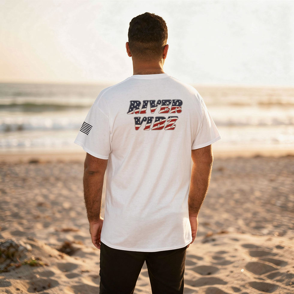 Thumbnail: River Vibz American Flag Graphic T-Shirt, Men's Shirt, Casual Wear, Patriotic