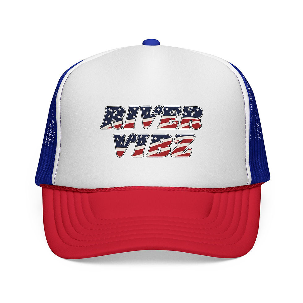 River Vibe American Flag Retro Mesh Snapback Trucker Hat