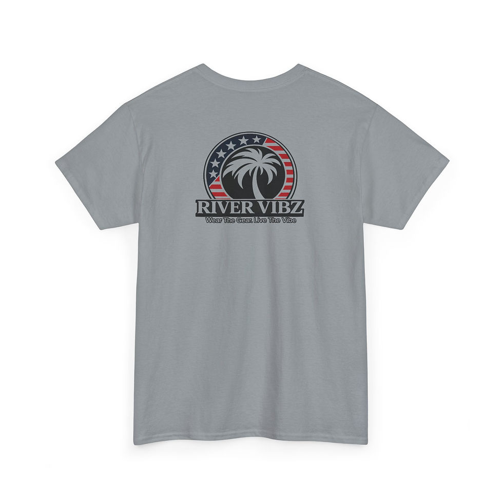 Thumbnail: River Vibz American Flag Palm Logo T‑Shirt, Men's Casual Shirt, Summer Apparel