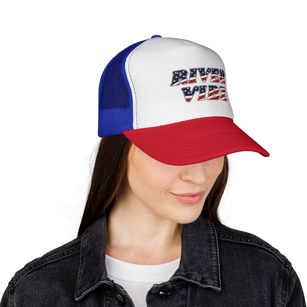 River Vibe American Flag Retro Mesh Snapback Trucker Hat
