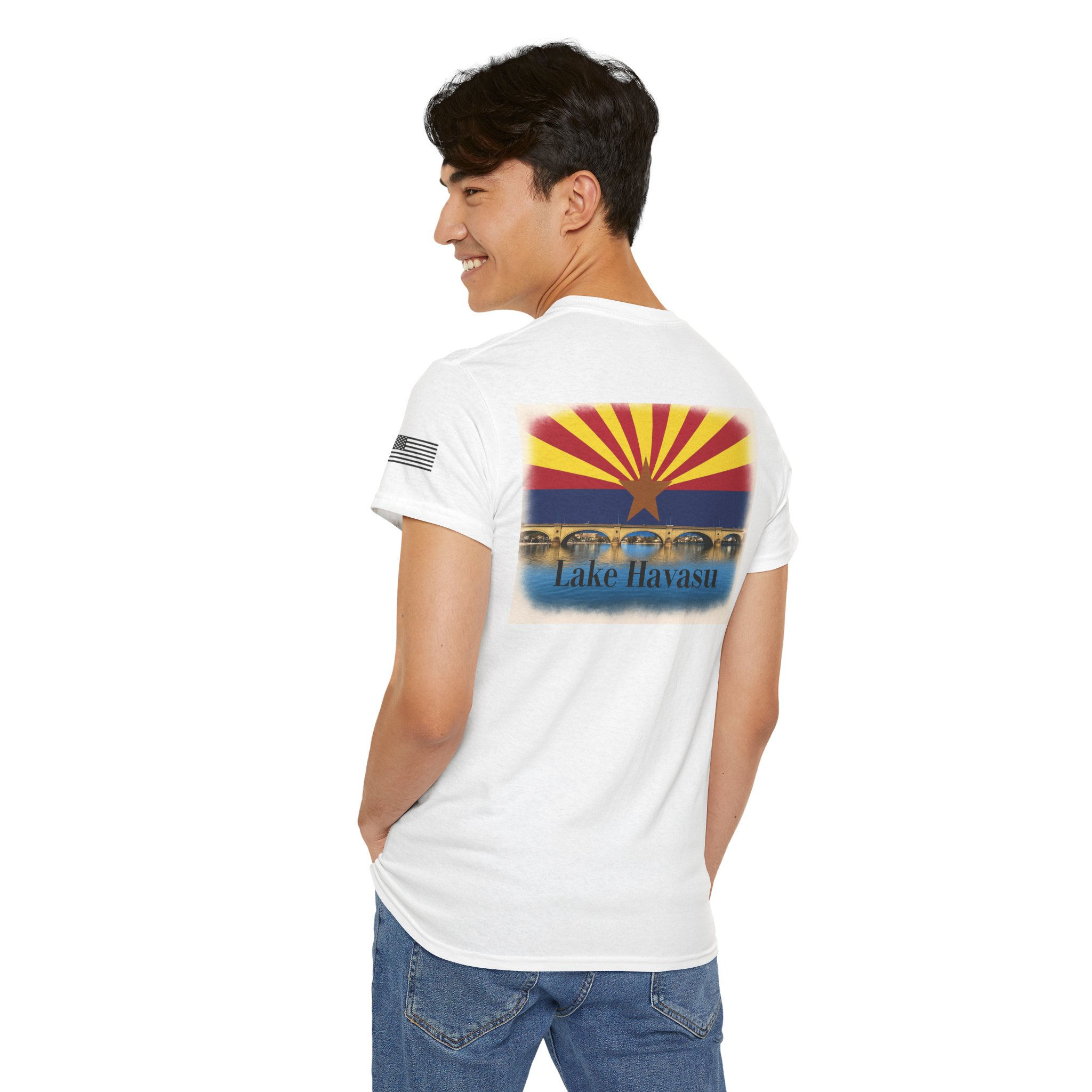 Lake Havasu London Bridge, AZ State Flag Unisex Heavy Cotton Tee