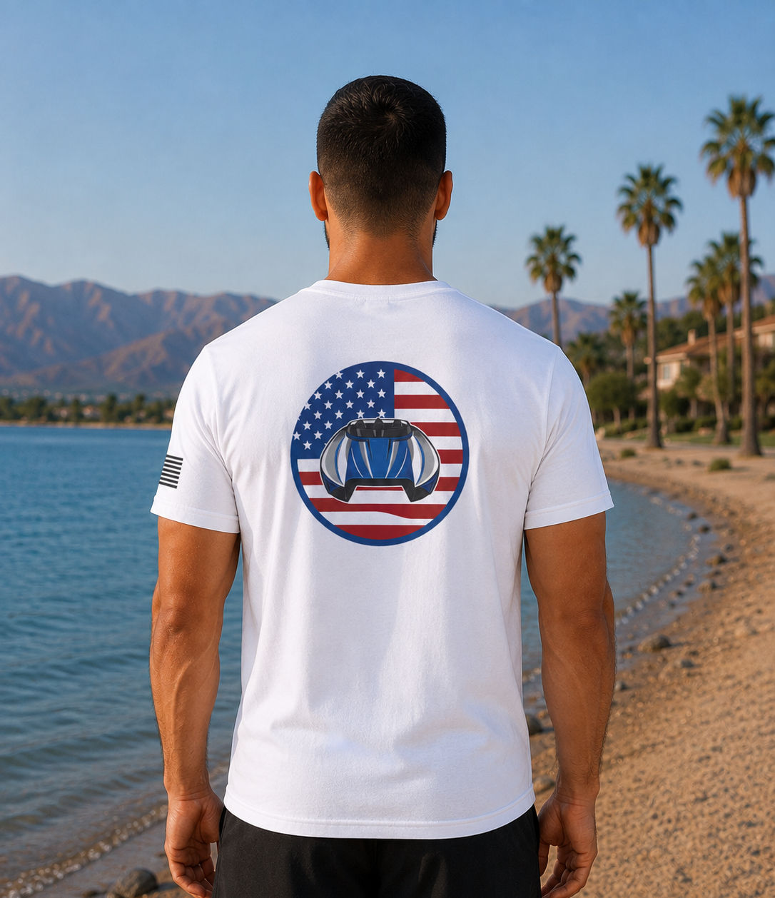 River Life American Flag Boat T-Shirt, Lake Life, Men's Casual Shirt, River Trip