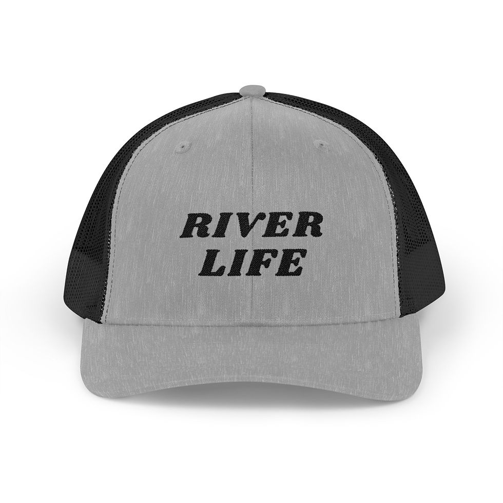 Thumbnail: River Life Snapback Black Embroidered Trucker Hat, River Days, Lake Hat