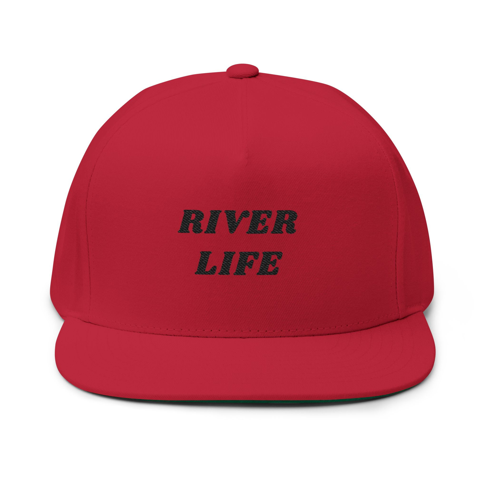 Flat Bill Snapback Black Embroidered River Life, Lake Days, River Trips 