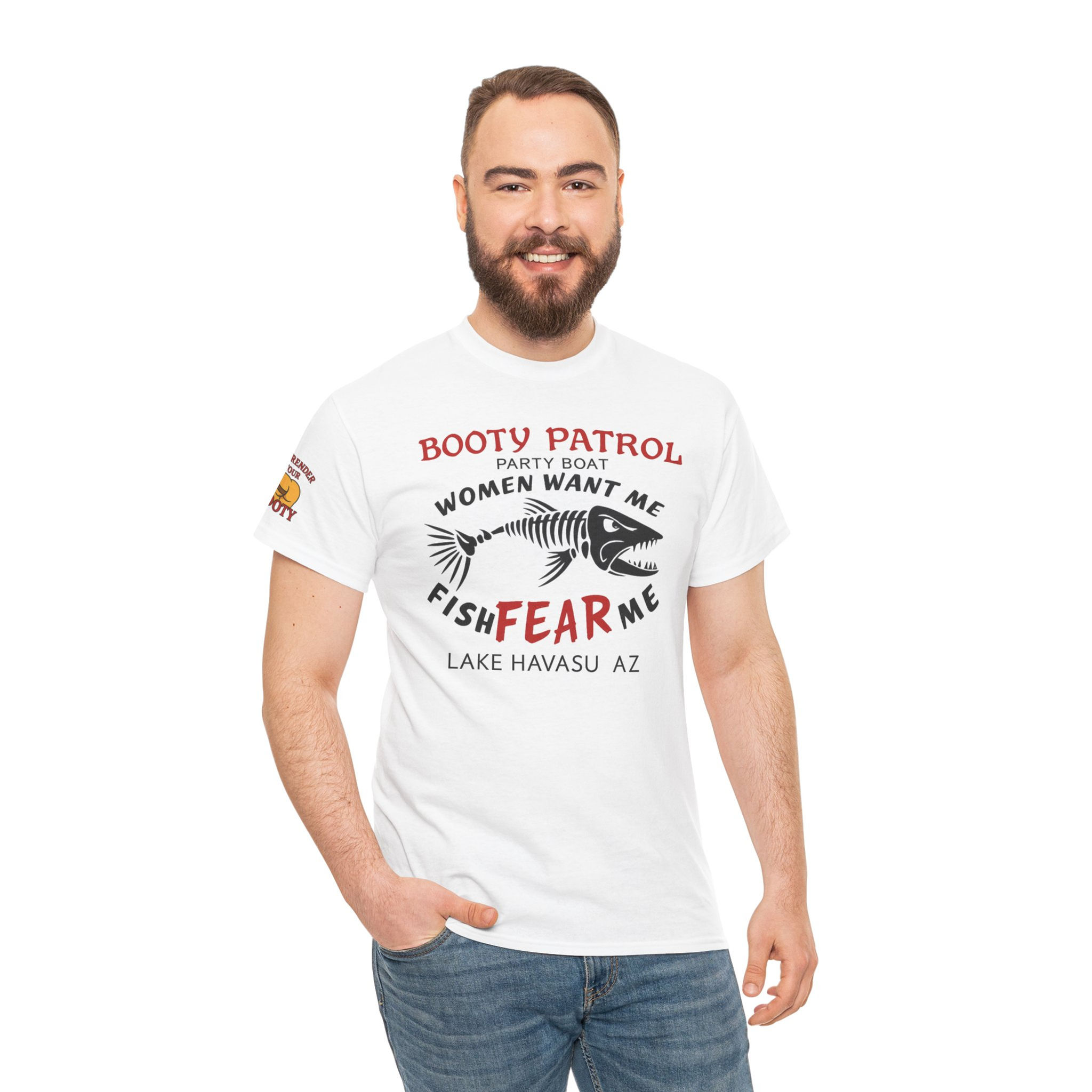 Booty Patrol Women Want Me, Fish Fear Me - Unisex Cotton Tee, Lake Day Wear