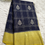 Thumbnail: Beautiful  Chiffon Dark Navy Blue and contrast Yellow Border Zari check Saree 