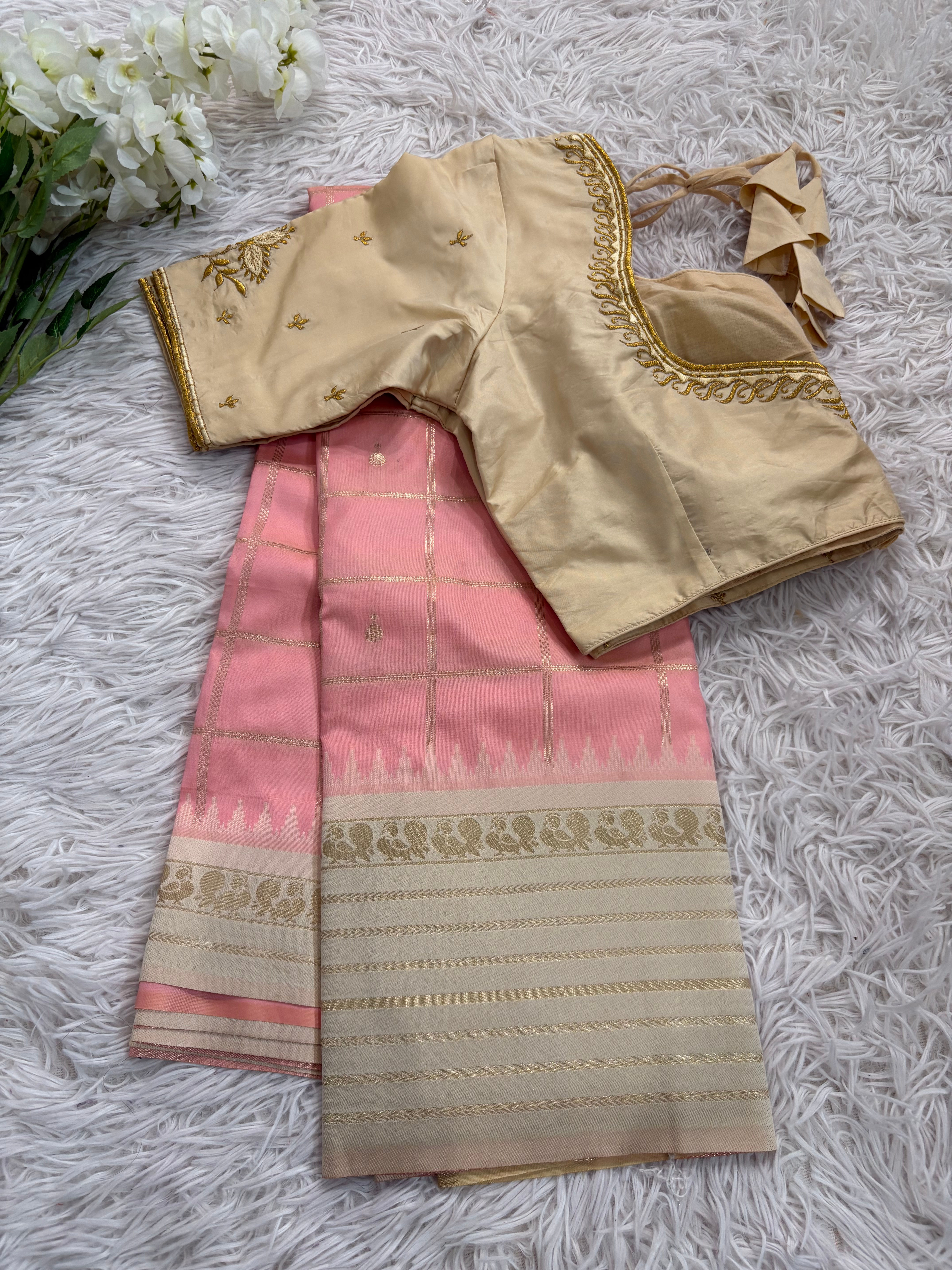 Semi Soft Silk Saree with Readymade Blouse