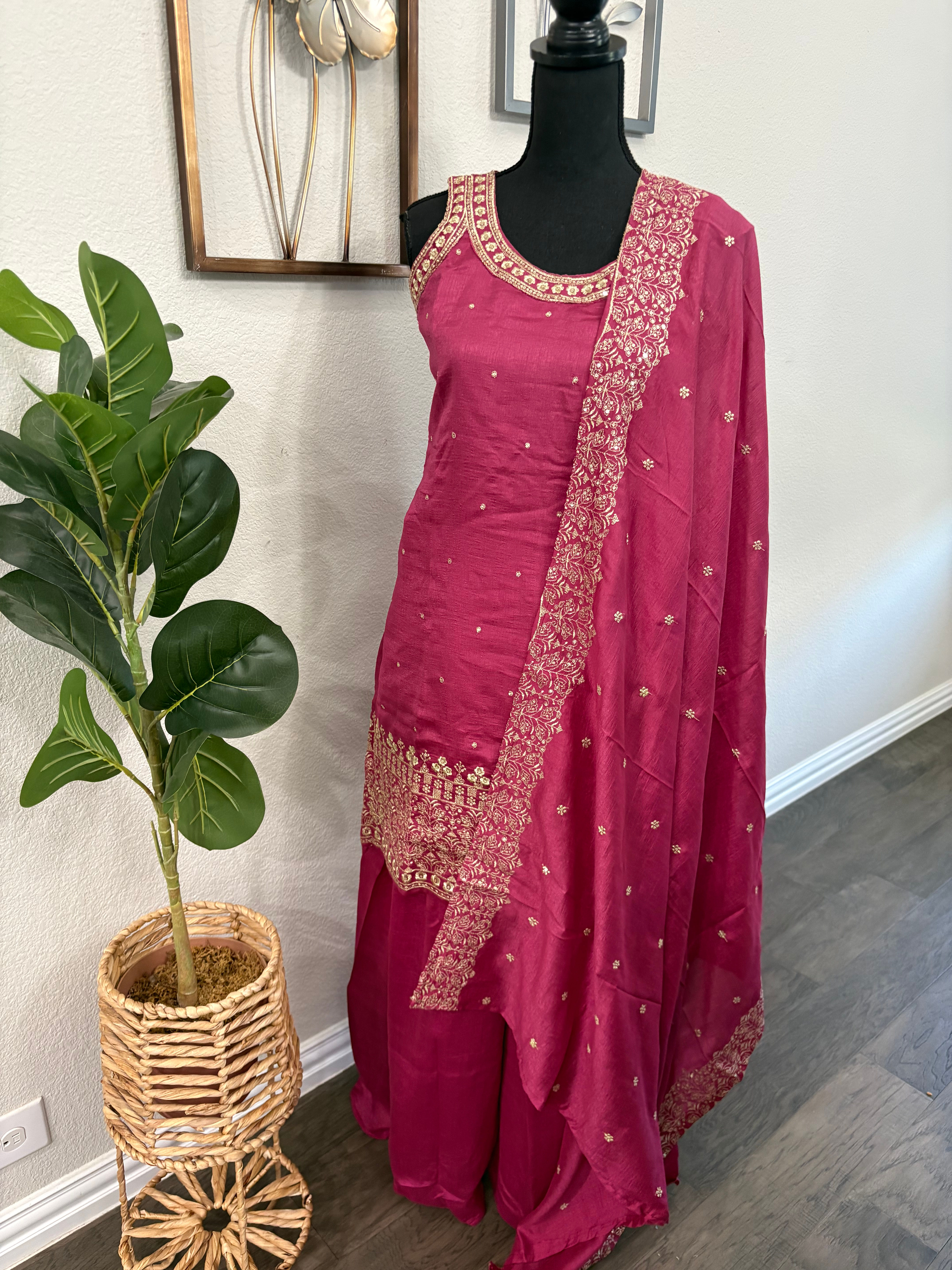 Vichitra Silk with zari work Palazzo suit