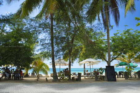 Beach front restaurants, Playa Las Ballenas, Las Terrenas, Samaná, Dominican Republic.