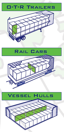 Dunnage Air Bags used in trucks, rail cars, and hulls