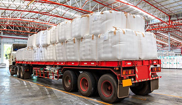 Baffle Bulk Bags (FIBC) on flat bed truck