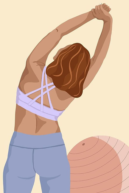 Download free image of Woman stretching background, aesthetic illustration about fitness, 