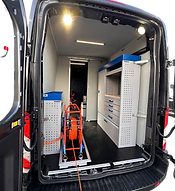 Rear of a drainage van with a crawler inspection camera