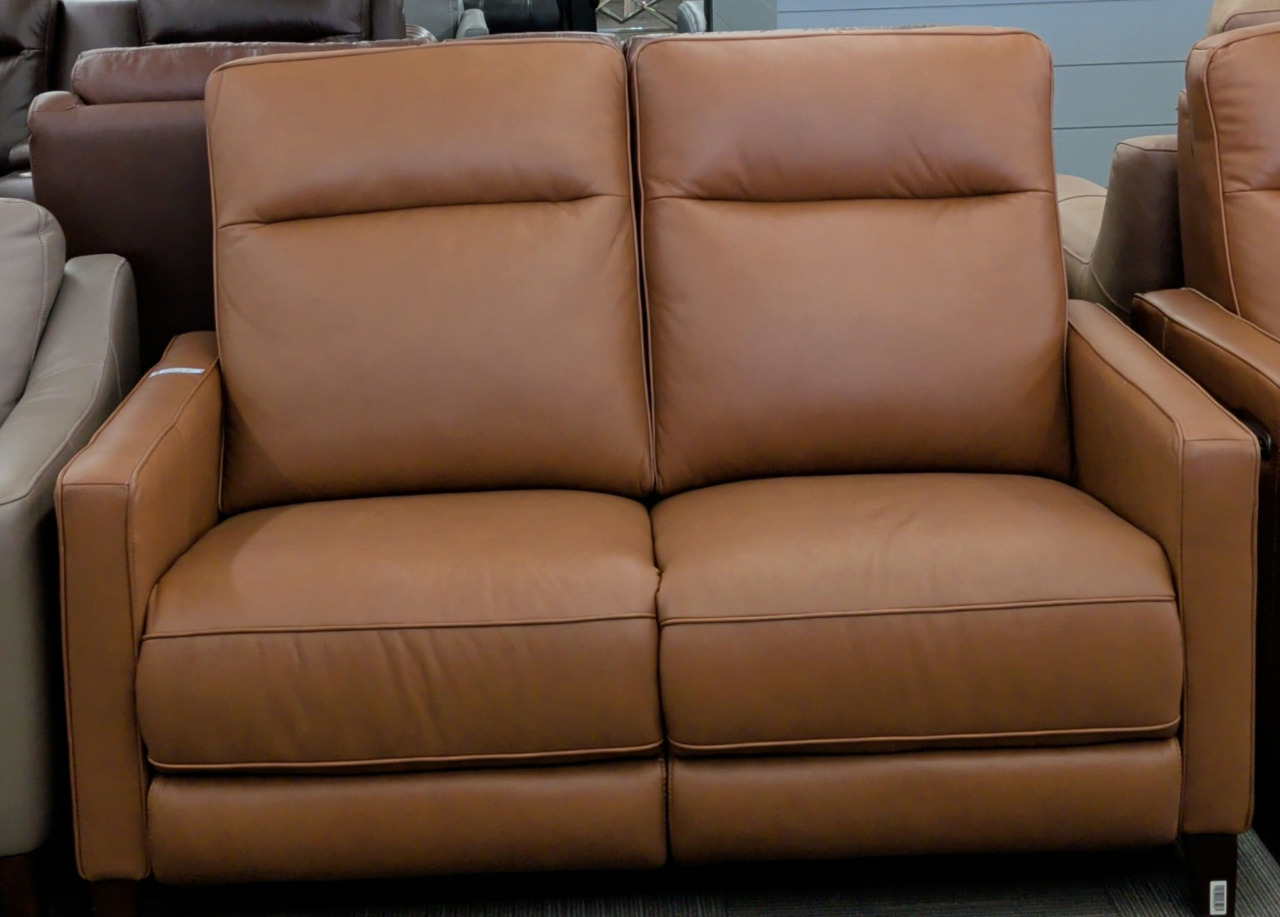Electric reclining top grain leather sofa 
