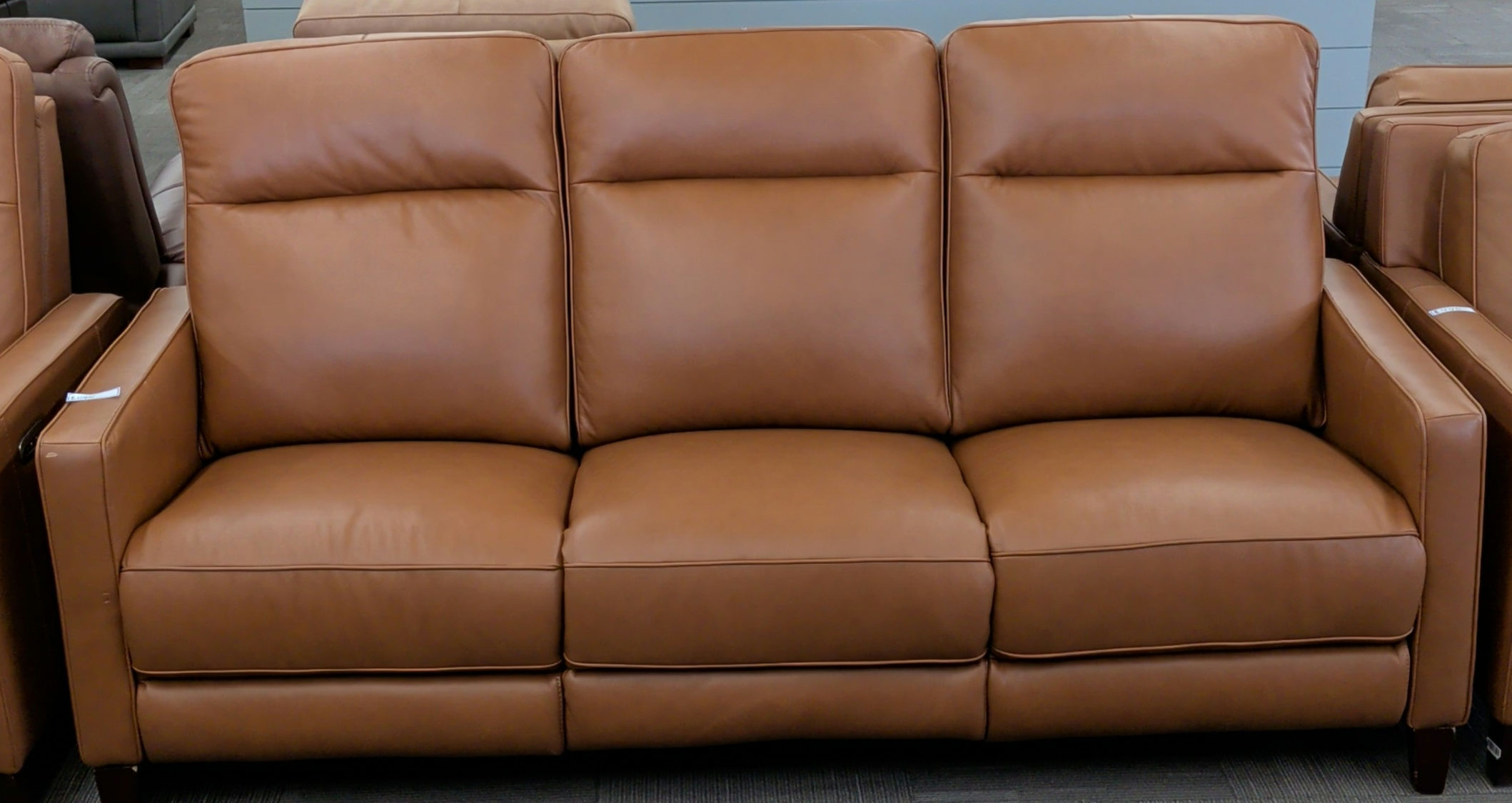 Electric reclining top grain leather sofa 