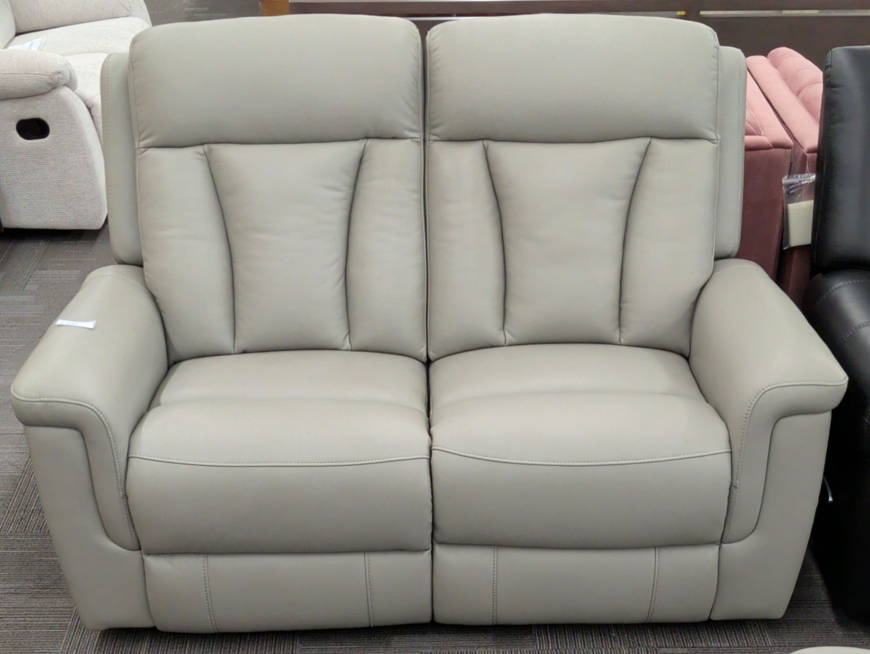 Electric reclining top grain leather loveseat 