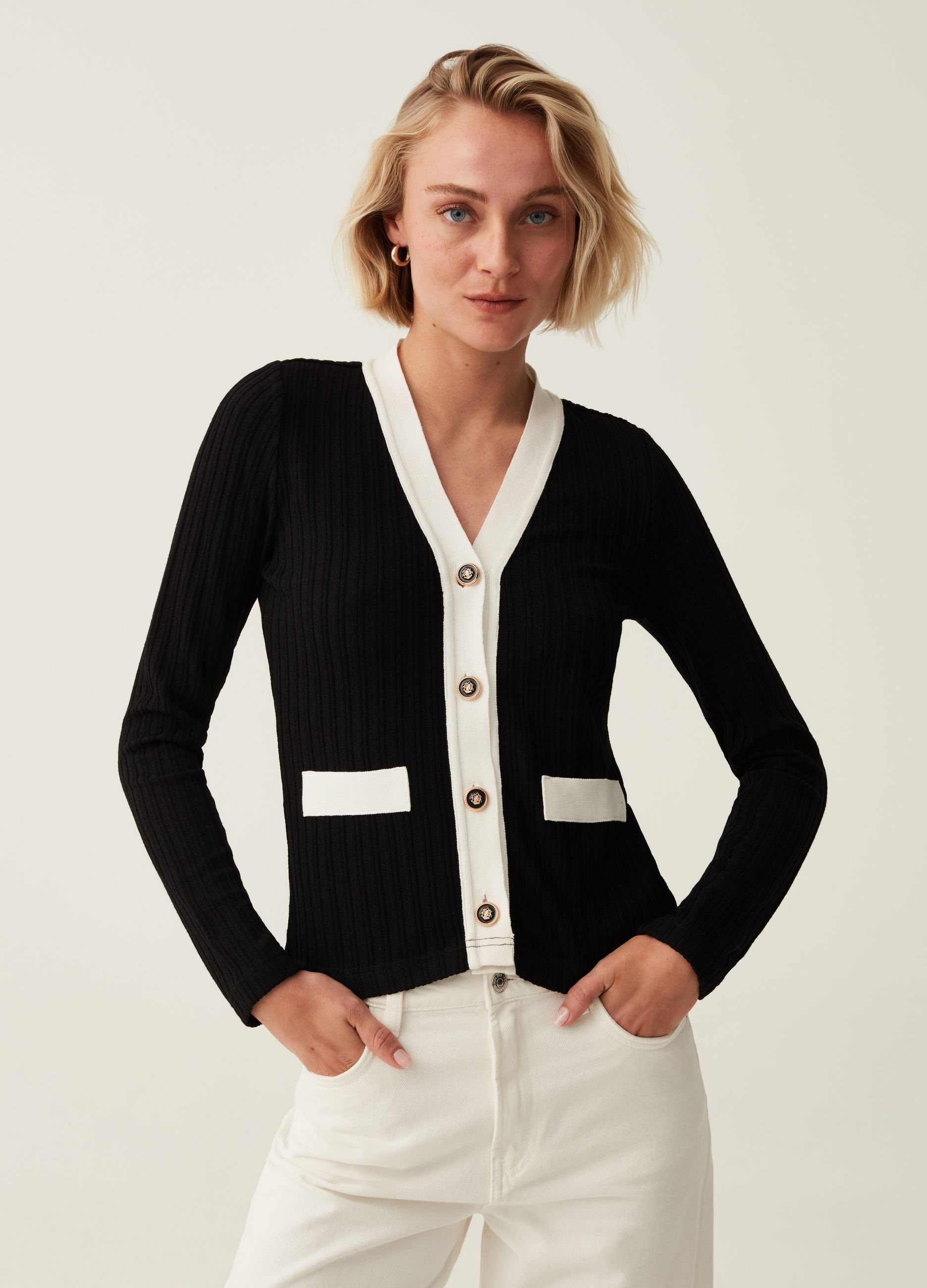 CARDIGAN     NERO/BIANCO