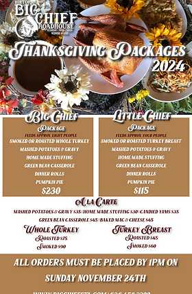 THANKSGIVING PACKAGES | Big Chief Roadhouse