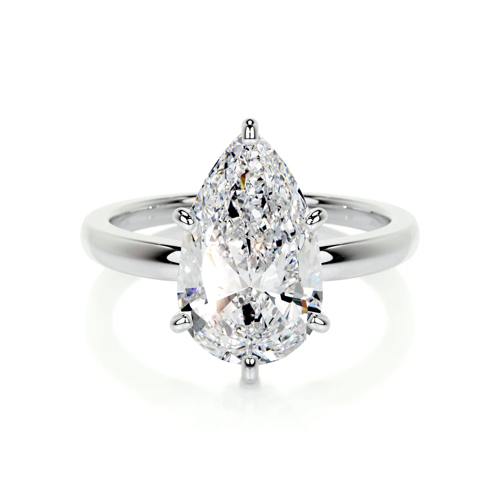 5.00ct White Pear Lab Diamond Ring