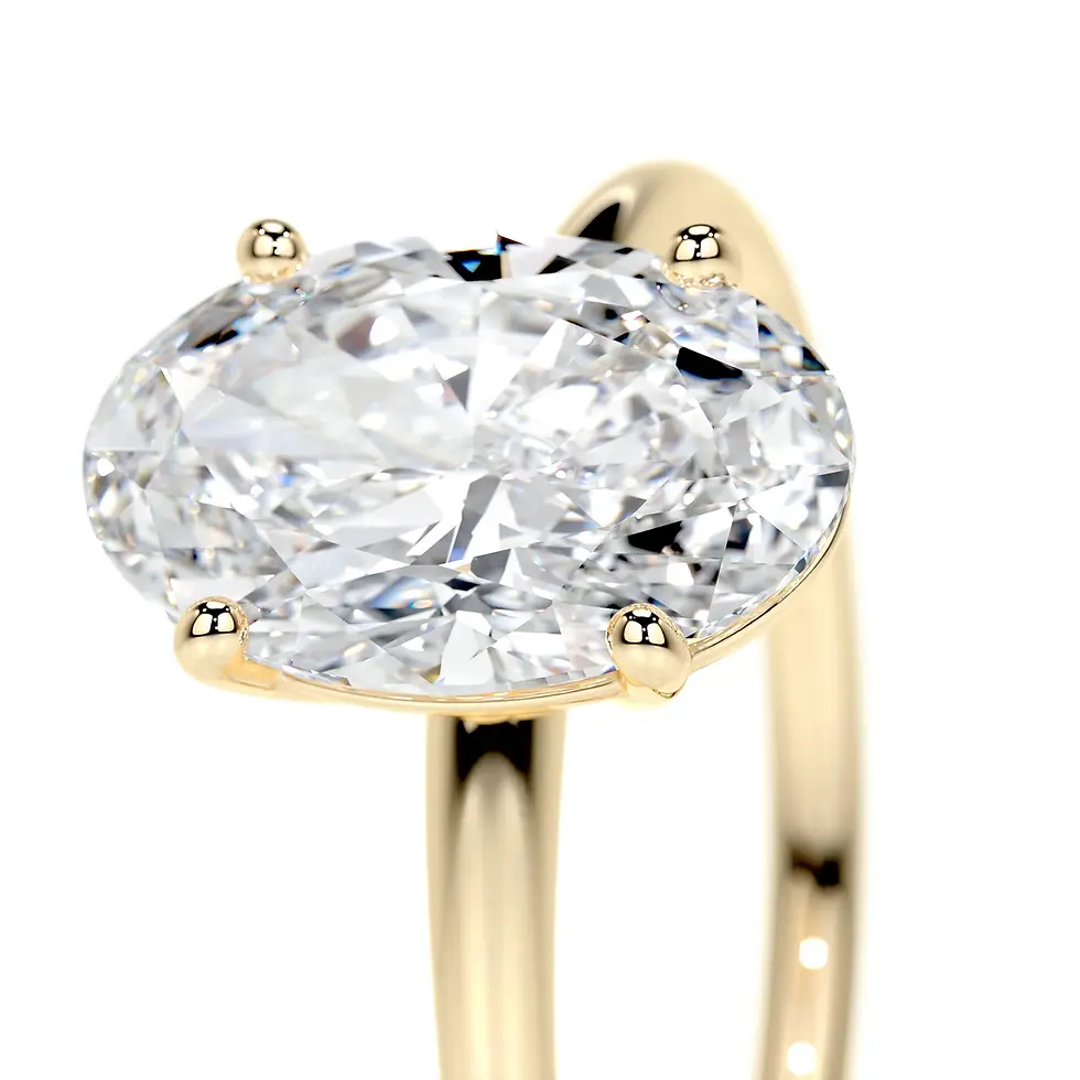 Miniatura: Close-up of 2 ct oval lab grown diamond ring — D-F colour, VS clarity, IGI certified