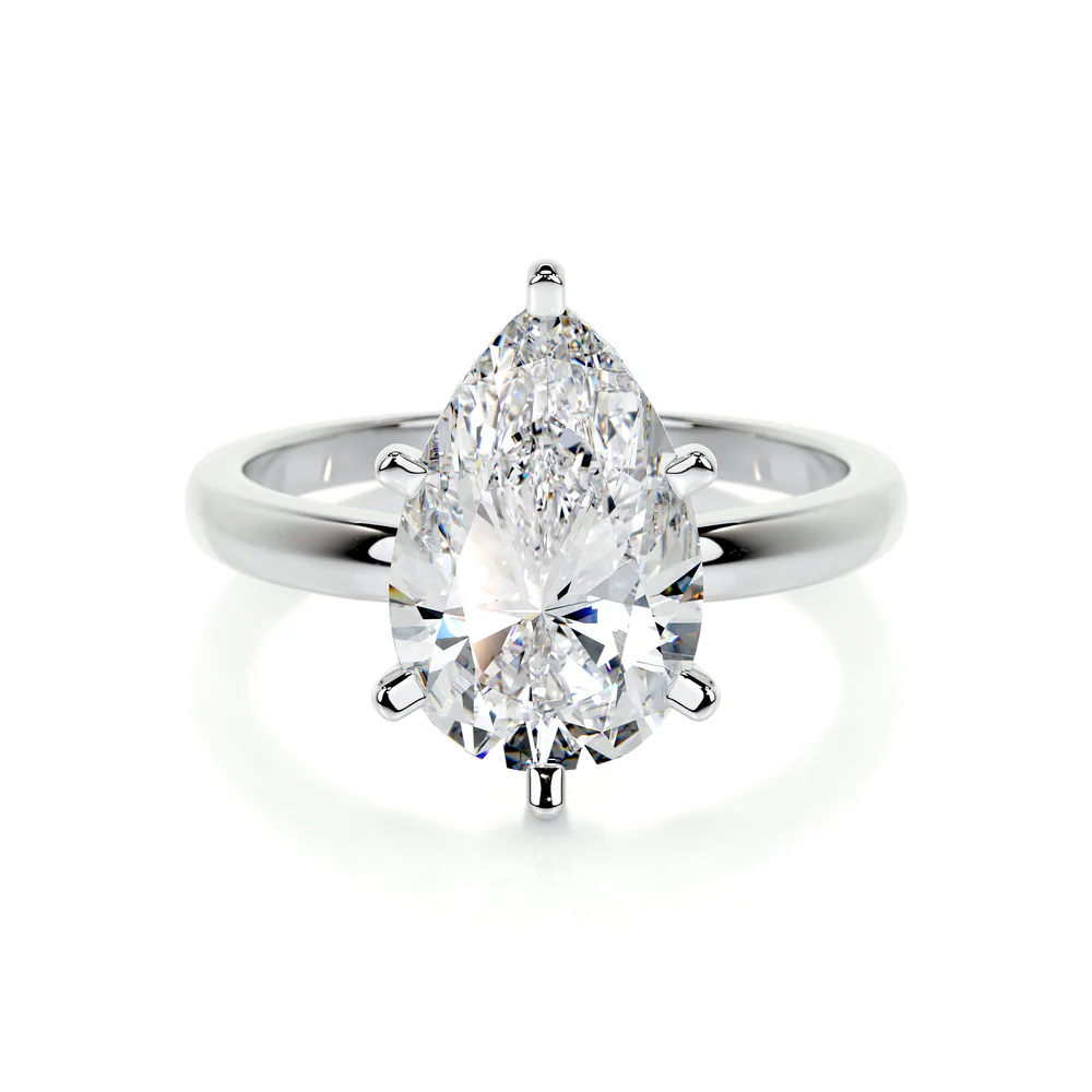 3.00ct White Pear Lab Diamond Ring