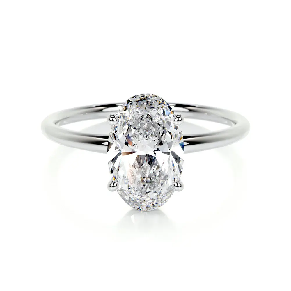4 ct oval lab grown diamond solitaire ring in 14K gold by Rossa Diamond