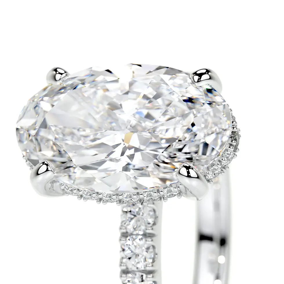 Miniatura: Pierścionek z białym owalnym diamentem laboratoryjnym o masie 3,50 ct